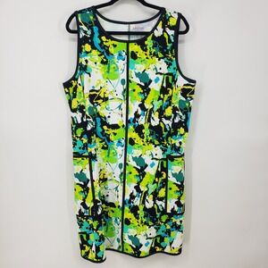 Kinona Golf Dress Size XL Sleeveless Abstract Splatter Print Pockets Green Black